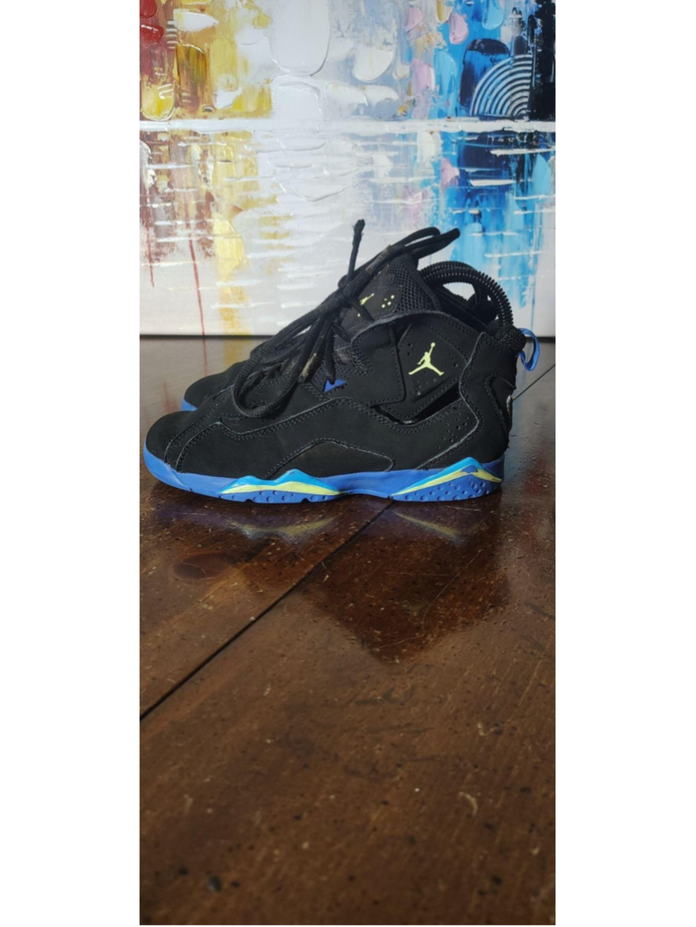 Jordan Shoes Youth Size 2Y Black Blue Suede Basketball Sneakers 343796-074